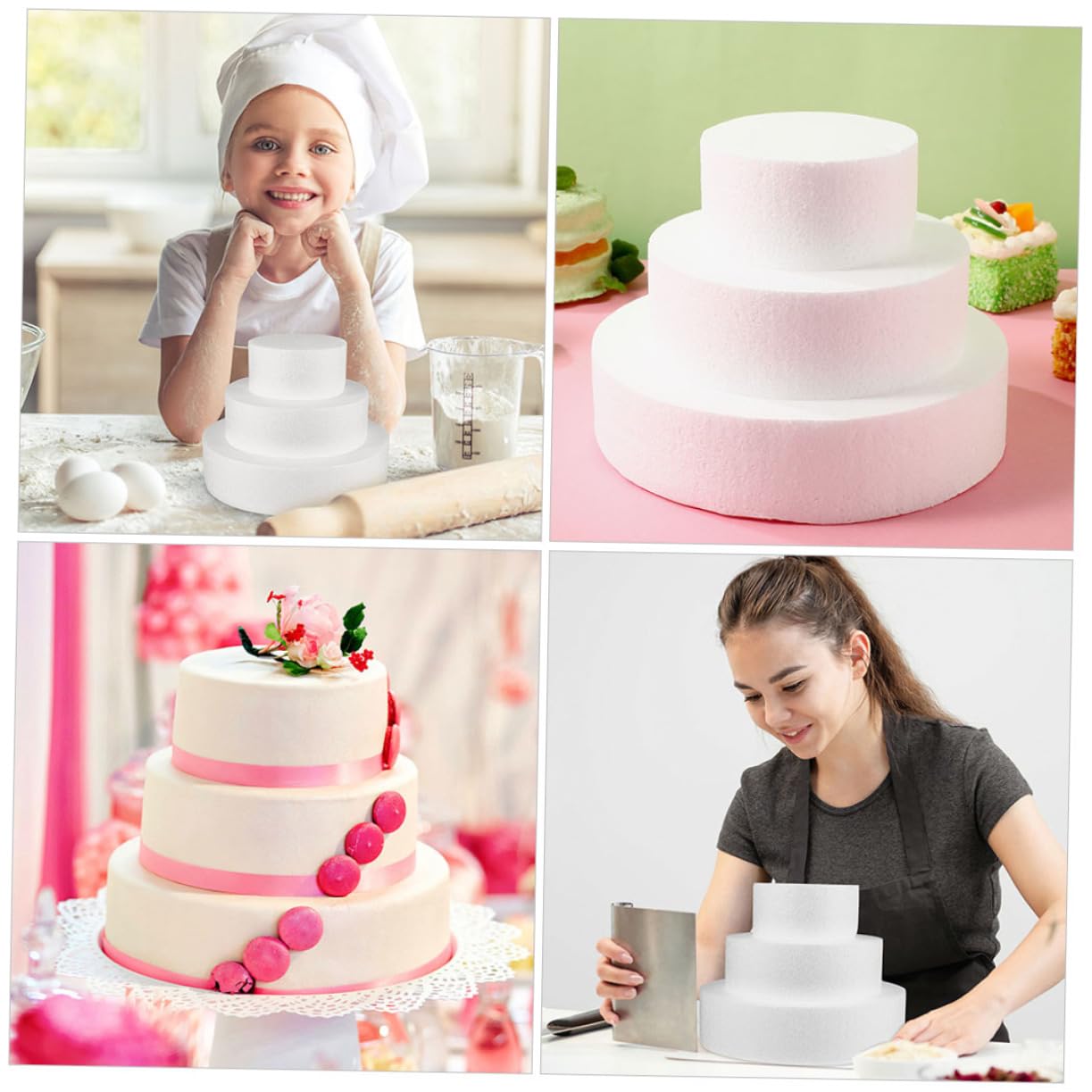 Lot De 4 Gâteaux Factices En Mousse Pour Décoration Et Exposition De Mariage Sculpture~p139435089