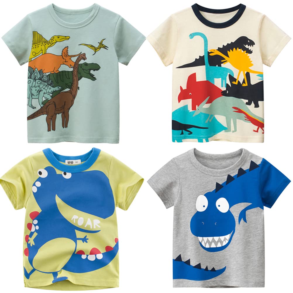 Nautysaurs Toddler Boys Short Sleeve T-Shirts Casual Bambini e Ragazzi (Pacco da 4)
