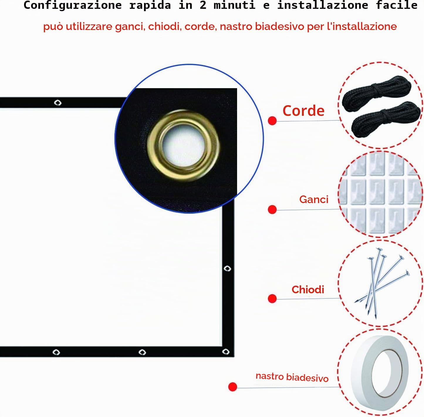 OWill Telo Proiettore 100 Pollici,16: 9 HD Pieghevole Schermo Proiettore,Anti Rughe Portatile Lavabile,Doppia Faccia Telo per Proiettore per l'interno del cinema dell'Home Theater Campeggio