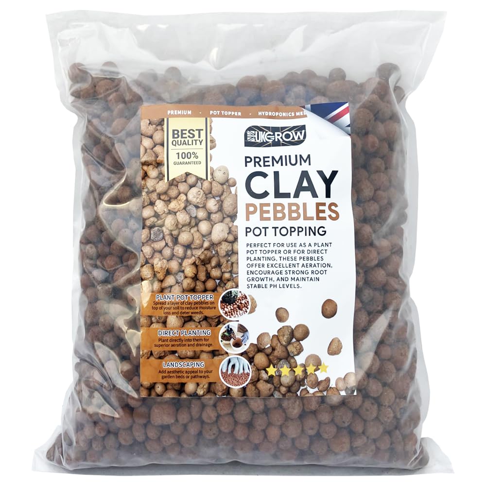 UKGROW Premium 10L Expanded Clay Pebbles – Orange Horticultural Ceramsite for Hydroponics and Decorative Top Dressing