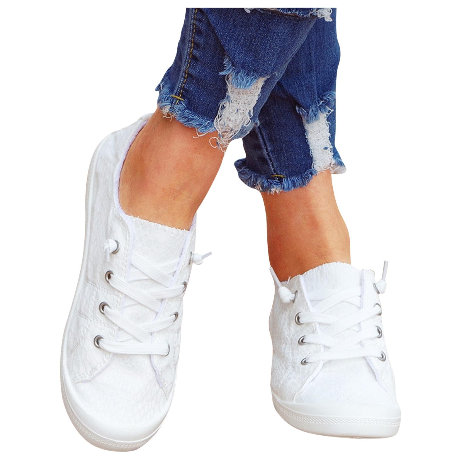 Baskets orthopédiques Confortables pour Femme - Chaussures en Toile Blanche Sneakers Maille Mode Printemps été Plates Décontractées Femmes OrthopéDiques De Course pour La Marche Quotidienne