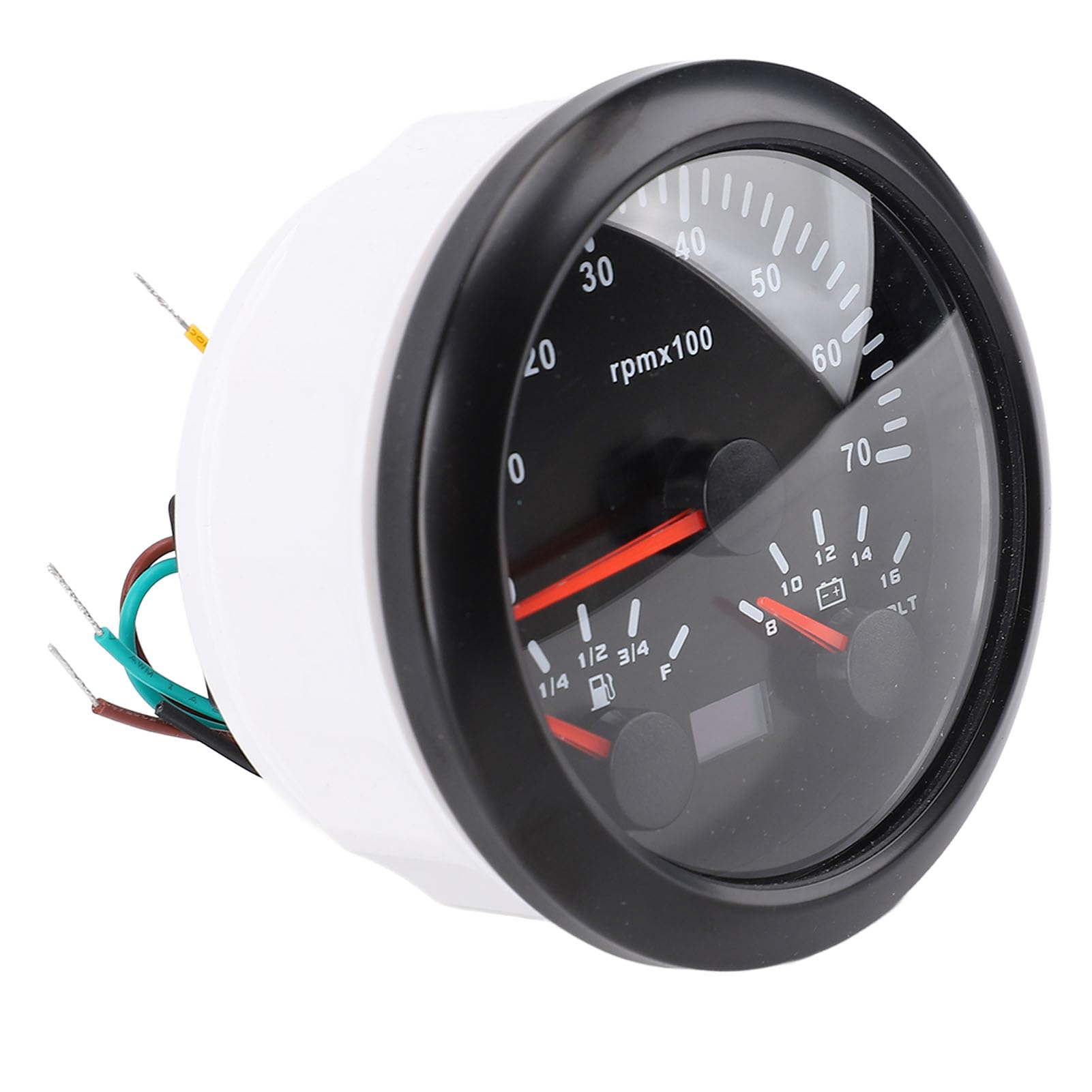 Tbest Prędkościomierz 85 Mm Woltomierz 8-16 V 3 / Cal w 1 Obrotomierz 7000 Obr./min 7 Kolorów Podświetlenia Ciężarówka Samochód (BLACK)