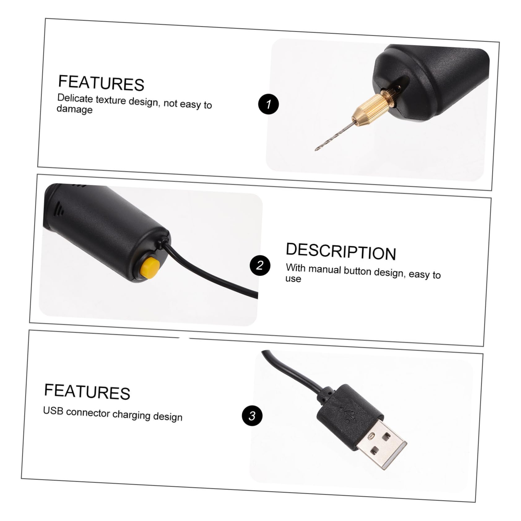 HOMSFOU 2 Sets Portable Mini Hand Drill for Epoxy Easy to Use Electric Power Drill Compact Design