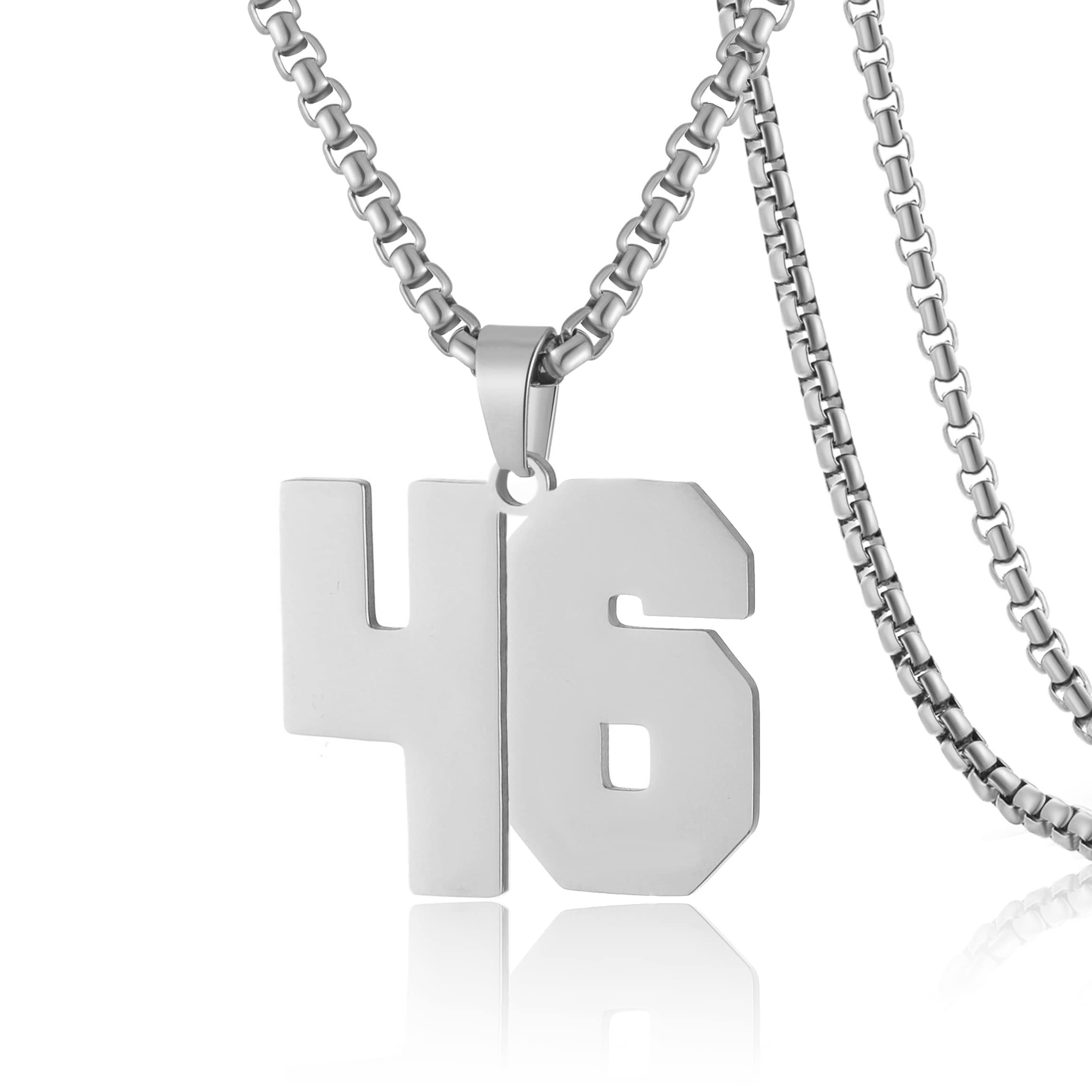 SKQIR Number Necklace for Men Black Baseball Jersey Number Pendant for Boys Athletes Number Chain Pendant for Boys Sport Stainless Steel necklace