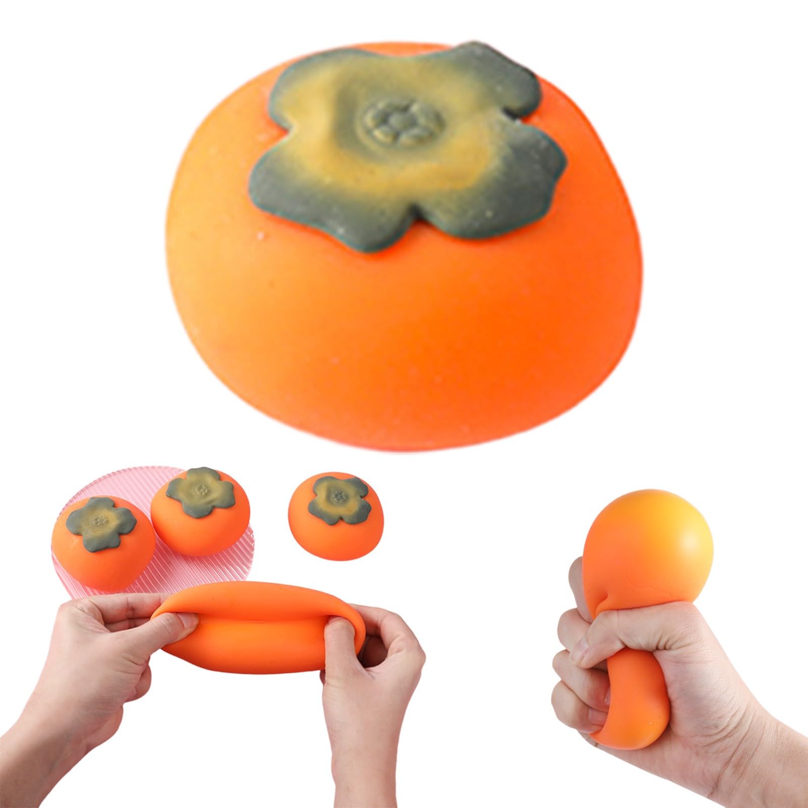 Persimmon Fruit Squishy Fidget Toys,Soft Mystery Squishy Stress Relief Squeeze, Sensory Fruit Toy for Adults, Anti‑Anxiety Hand Dumpling for Home Office Party Bag Fillers