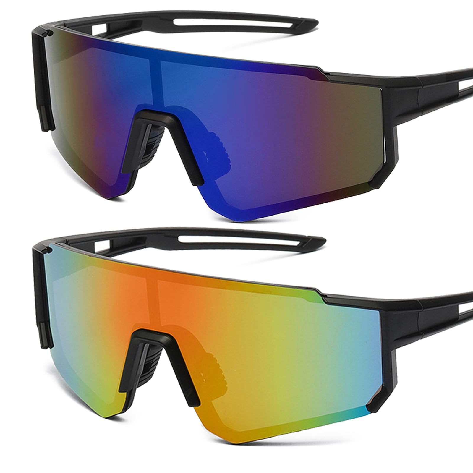 BDSHUNBF 2 Gafas Polarizadas para Bicicleta,Gafas Ciclismo Hombre,Gafas de Sol Deportivas,Gafas de Bicicleta Cortaviento,Gafas de Ciclismopara Hombre Mujer,Protección UV400 para Actividades al Esquí
