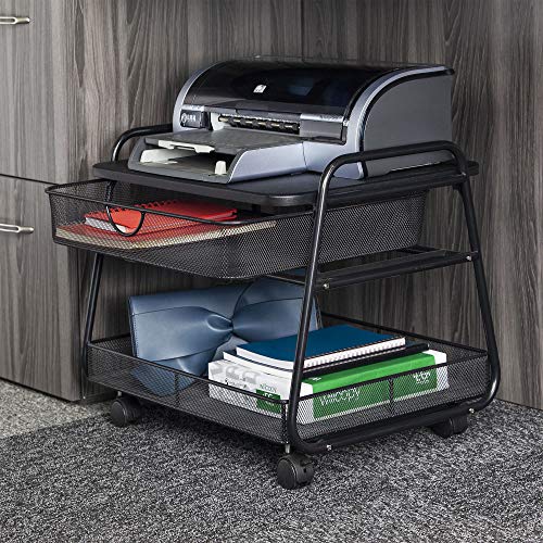 Safco Products Onyx Under-Desk Mobile Machine Stand, Black, 21"W X 16"D X 17.5"H #TOP4
