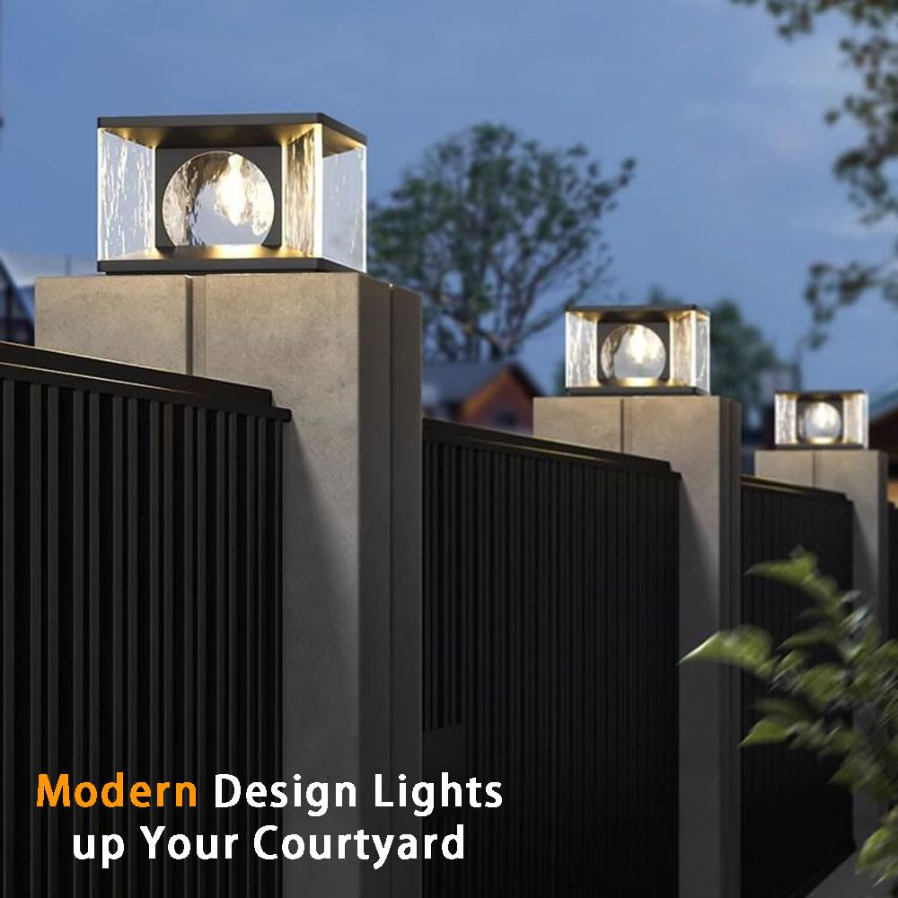 MOCHAMIK Paletto Luminoso da Esterno Paletto Luminoso da Esterno Impermeabile, Illuminazione a LED Lampada a Colonna Vialetto Vialetto Paesaggio Luce Alloggiamento Decorazione Pilastro Lanterna