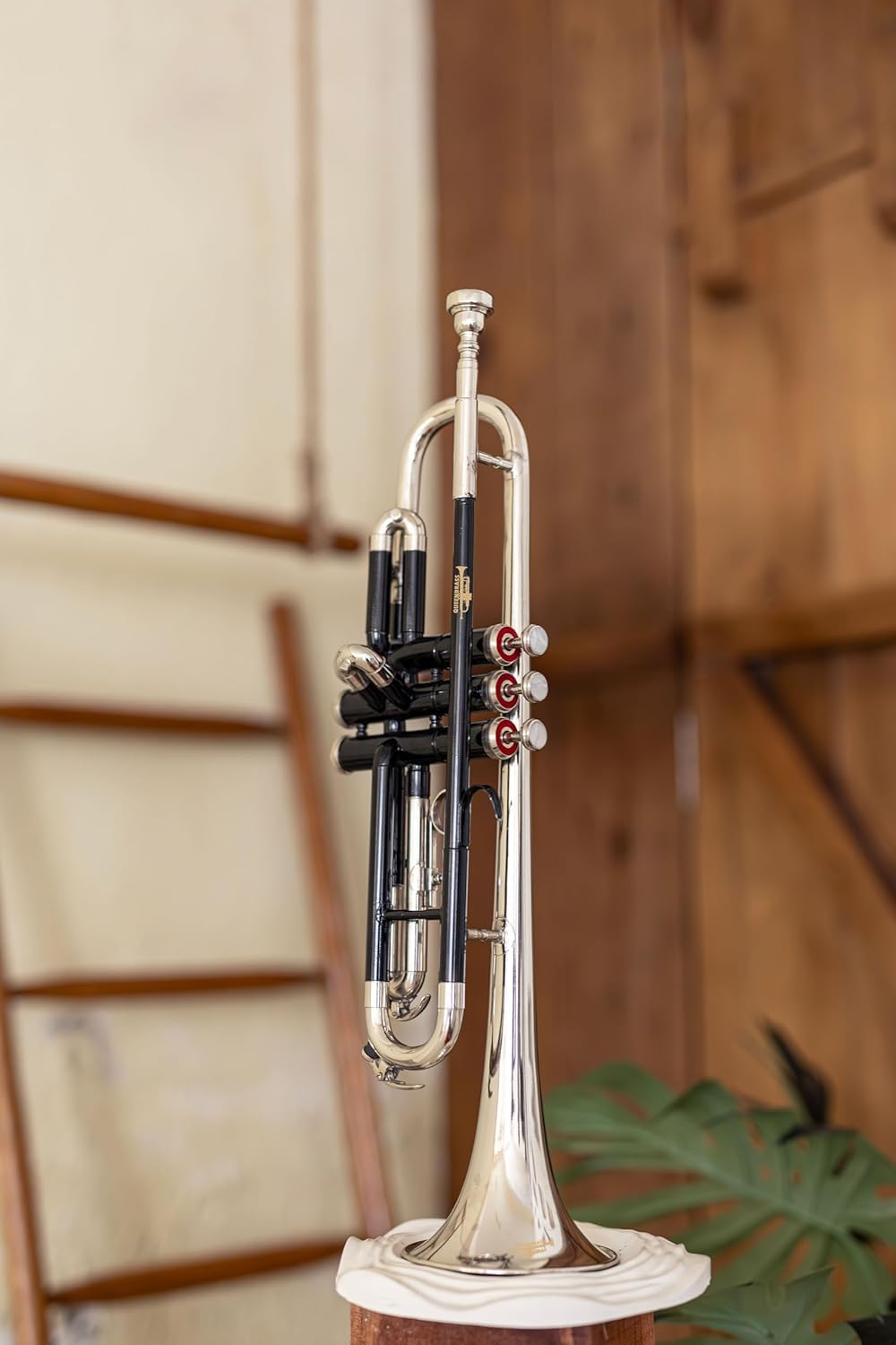 Trompeta BB para estudiantes y adultos, acabado lacado plateado y negro, instrumento de viento de latón con boquilla y estuche rígido para aprendizaje y práctica de banda