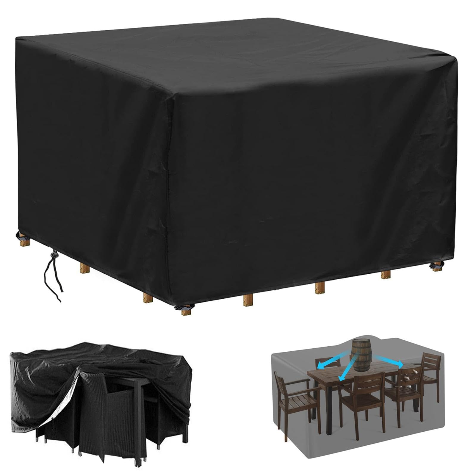 Lsyaluck Black Patio Furniture Covers, 130X75x45cm/Lxwxh Outdoor Furniture Cover Waterproof, Rectangular Patio Heavy Duty Table Cover, For Loveseat, Chair And Coffee Table, All Weather Ox