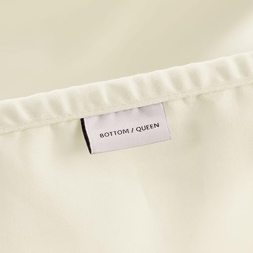 Miniatura 6 de Nate Home by Nate Berkus - Juego de sábanas de algodón 300 hilos, 4 piezas, tejido de satén suave y liso de mDesign, tamaño Queen, sábana encimera,