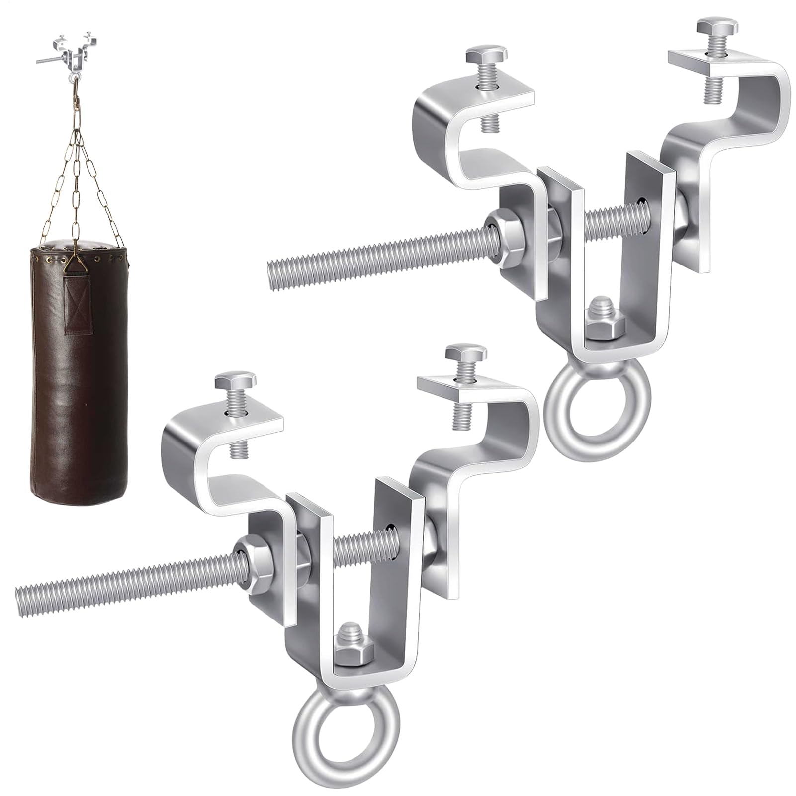 I Beam Clamps Heavy Duty, Steel Ceiling Mount Bracket, 0,79 pulgadas Secure Boxing Bag Hanger, Industrial-Grade Punching Hook, Anti-Slip Grip System for Marcial Arts Training Garage