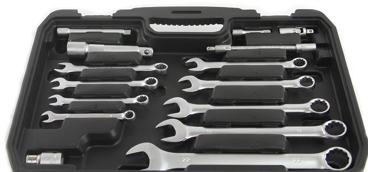 Set kit chiavi a cricchetto bussole valigia utensili 82 pz inserti per officina Bussole inserti 1/4" 1/2"