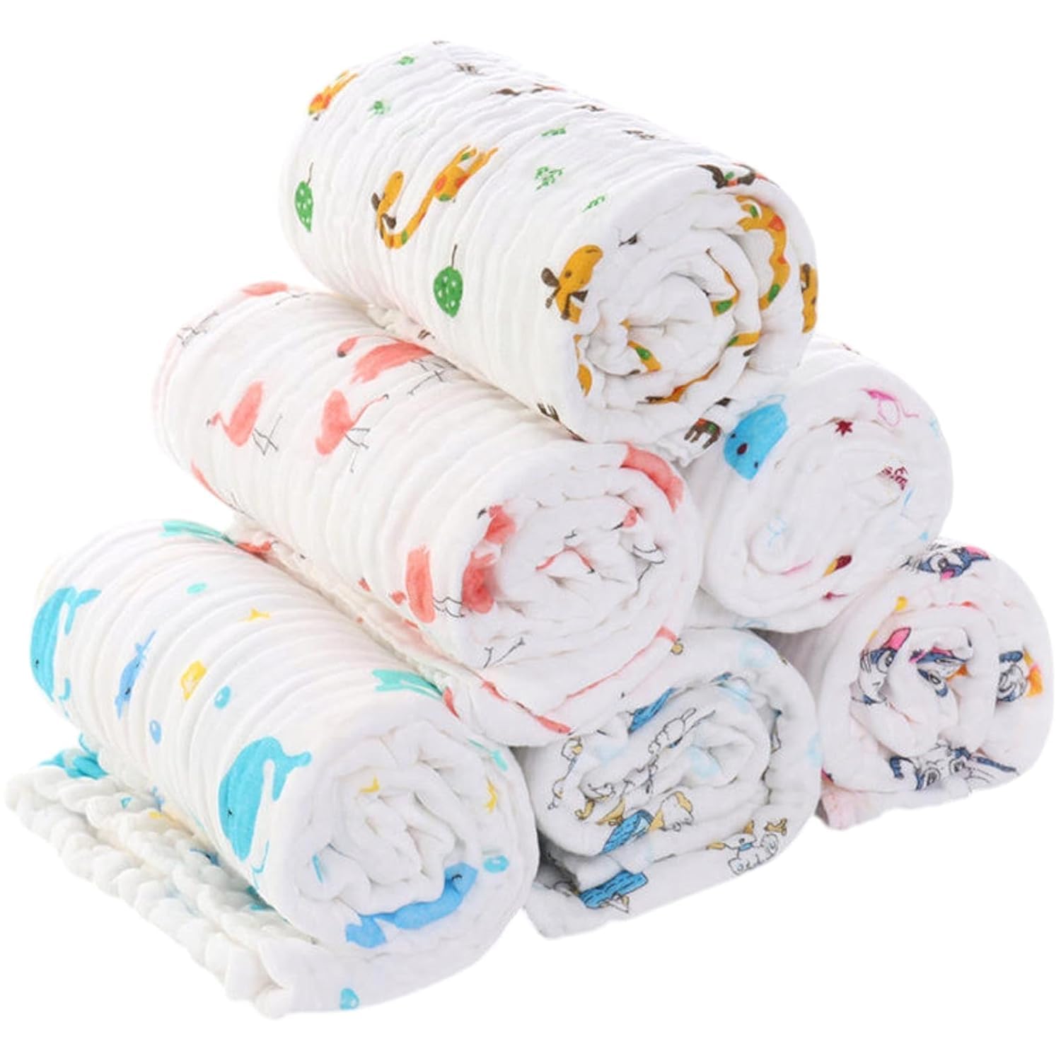 LUVINA Extra Soft Muslin Cotton Burping Towels for Newborn Baby, 6 Layers Muslin Cloth Hankies, Washcloth, Reusable Napkins for Baby Face Towels (3, 25 x 50cm (Multi Color))-image-21