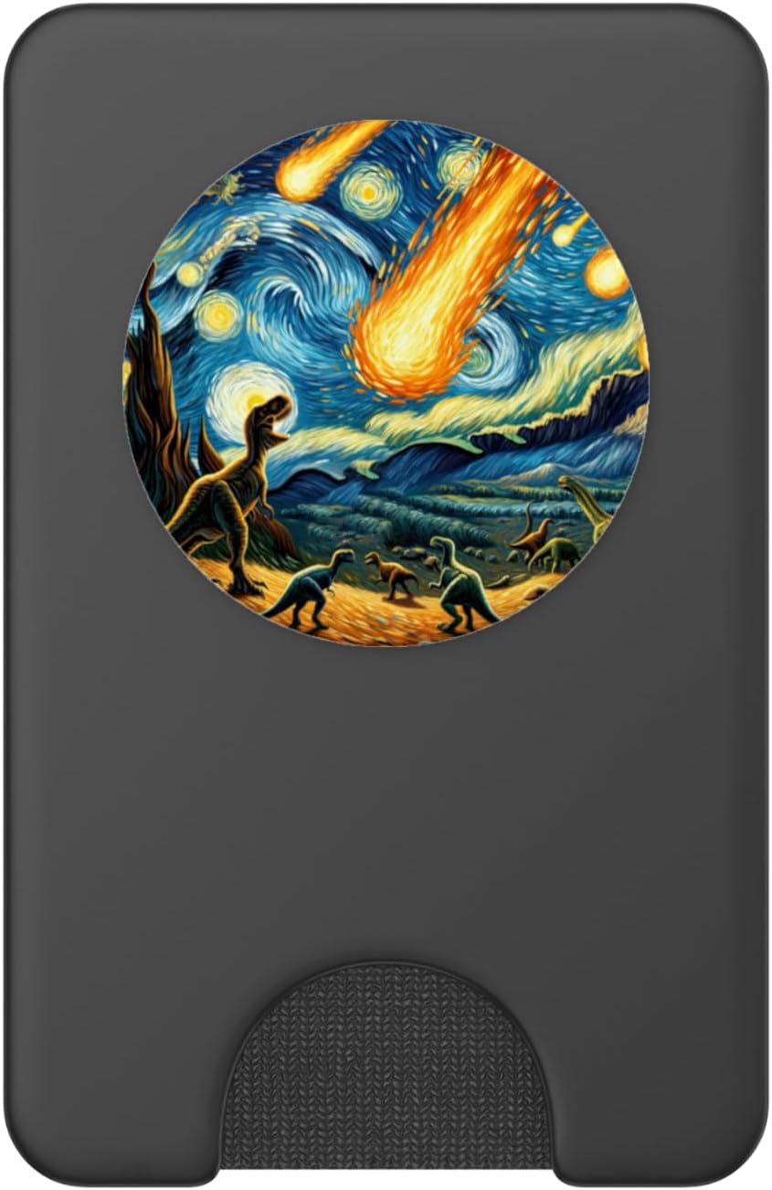 Funny Last Day of Dinosaurs Meteor Starry Night Painting Art PopSockets PopWallet for MagSafe