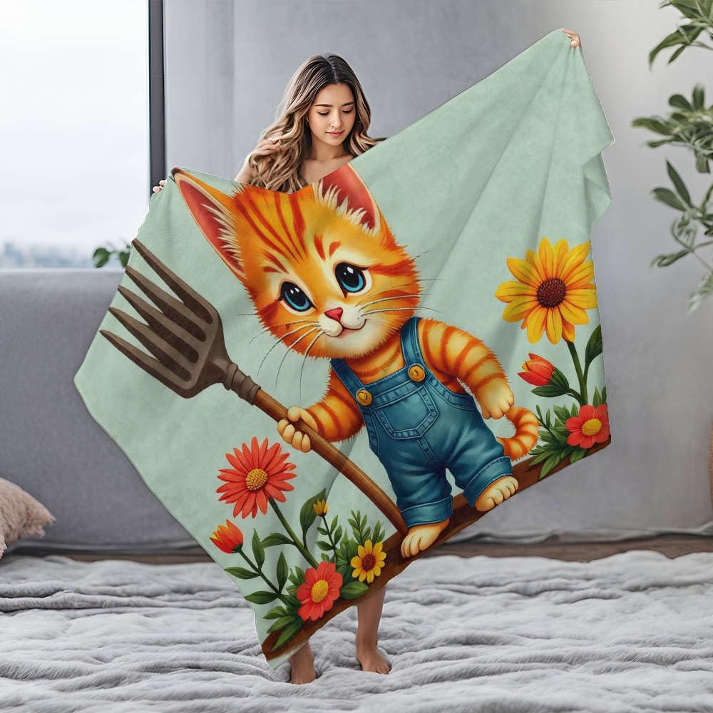 Couverture personnalisée bébé chaton grand jeté de lit 150x200