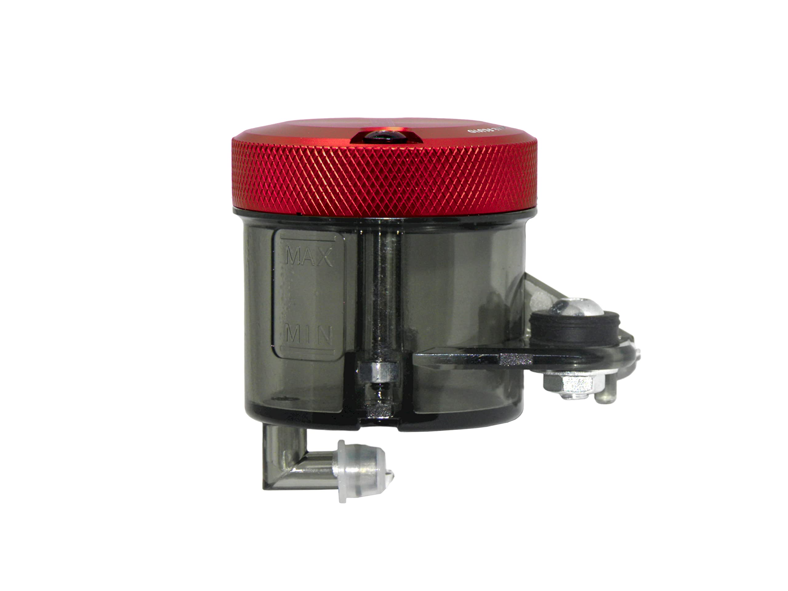 ACCOSSATO Kit di Montaggio vaschetta Olio Freni da 45 ml in plastica fumè con Tappo in Alluminio CNC ossidato Rosso e Staffa specifica per Pompe