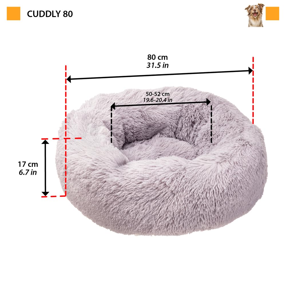 Ferplast Cuccia per Cane da Interno CUDDLY 80, Cuscino Cane, Peluche Morbido, Marrone