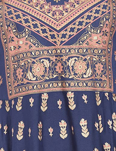Image of Max Women Rayon Regular Fit Printed Round Neck Asymmetric Regular Kurta