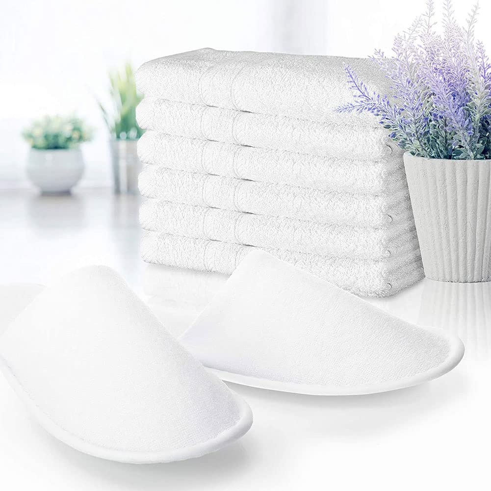 Kiuiom Pantofole Antiscivolo, Pantofole Ospiti Riutilizzabili, Ciabatte Ospiti Lavabili, 4 Paia Suola Antiscivolo Chiuse Ciabatte Antiscivolo Pantofole Unisex (Bianco Tutto Incartato)