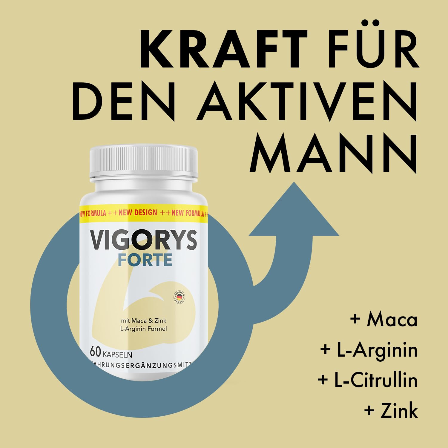 Vigorys Forte Kapseln | mit L-Arginin, L-Citrullin sowie Maca, Traubenkernextrakt und Zink | 60 Kapseln Inhalt pro Dose