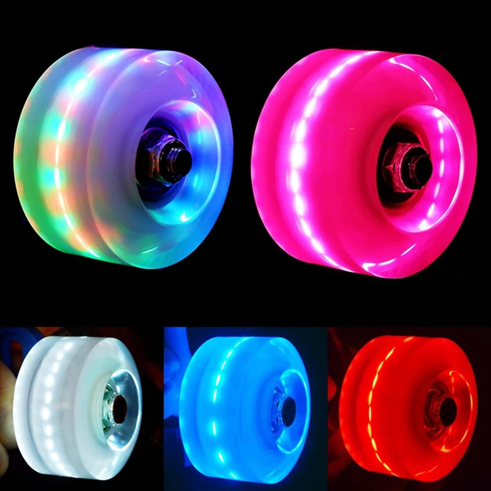 Ruedas Luminosas 4 Ruedas Luminosas for Patines con rodamientos, Accesorios for Patines Ruedas Luminosas para Scooter(Red)