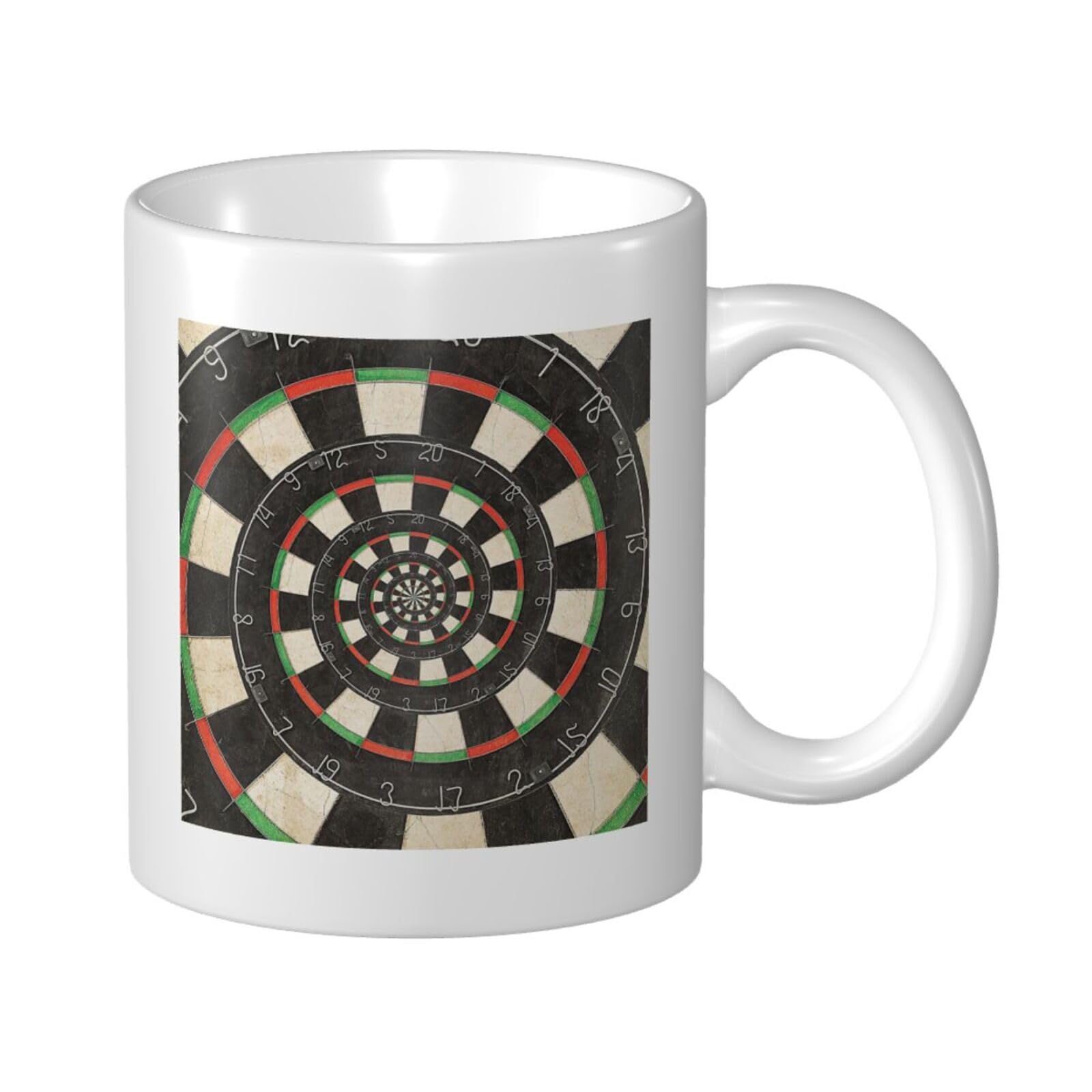 Coffee Mug, 11OZ White Ceramic Resistant Durable Glossy for Women Men Mothers Day Gift Offices Home, Personalized Spiral Dart Board Droste