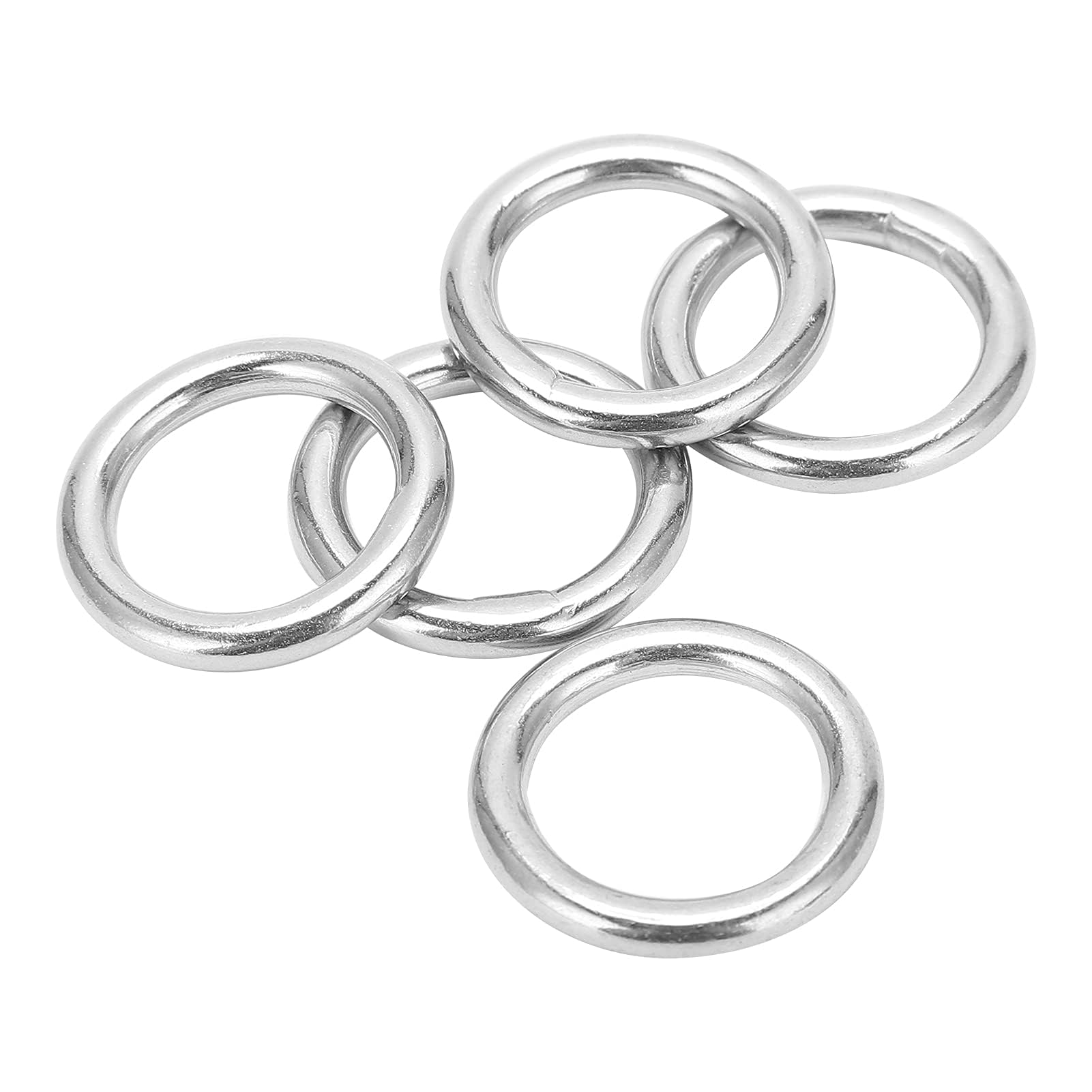 Alomejor 5 Anillos Redondos De Acero Inoxidable, Junta Tórica Soldada con Autógena Suave para Cinturón De Camping, Correas para Perros, Hardware