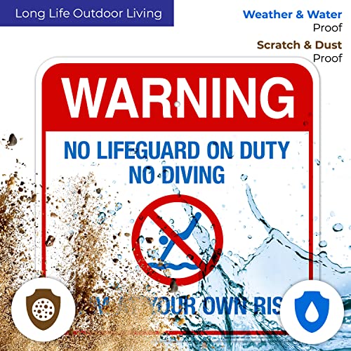 Señal No Lifeguard On Duty No Diving 18x18 in miniatura 5