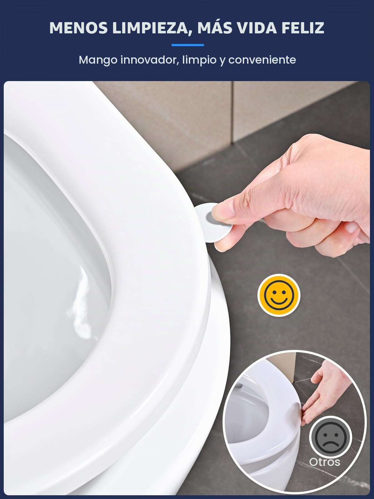 Tapa WC Universal, YEAUPE PRO Asiento de Inodoro de Cierre Suave en Forma de D con Liberación Rápida para una Fácil Limpieza, Blanco, 43 x 36 CM