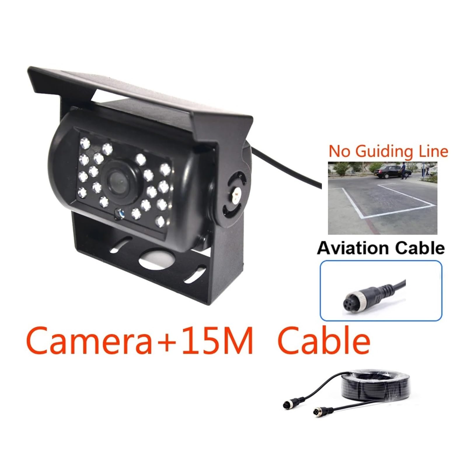 Cámara Visión Trasera HD CCD para Coches Camiones Autobuses Remolques Camionetas Vehículos Recreativos Visión Infrarroja 24 V Cámara Marcha Atrás Coche(Red)