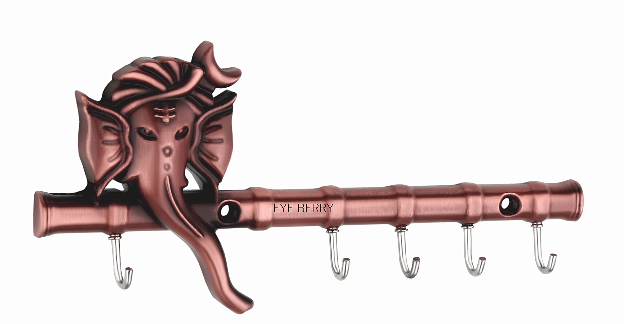 EYE BERRY BASI SALES WITH MISCELLANEOUS DEVICE Brass Wall Key Holder Flute and Key Holder Ganesh Statue with Left Trunk is Wall Hanging Stand Home Decor Key Holder (Copper Antique Finish)