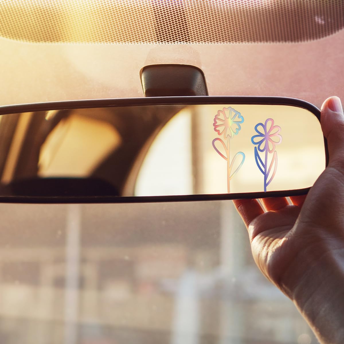 YoRise Flower Car Mirror Stickers Cute Rearview Mirror Accessories Vinyl Waterproof Car Decorations 1 46 1 2 Removable