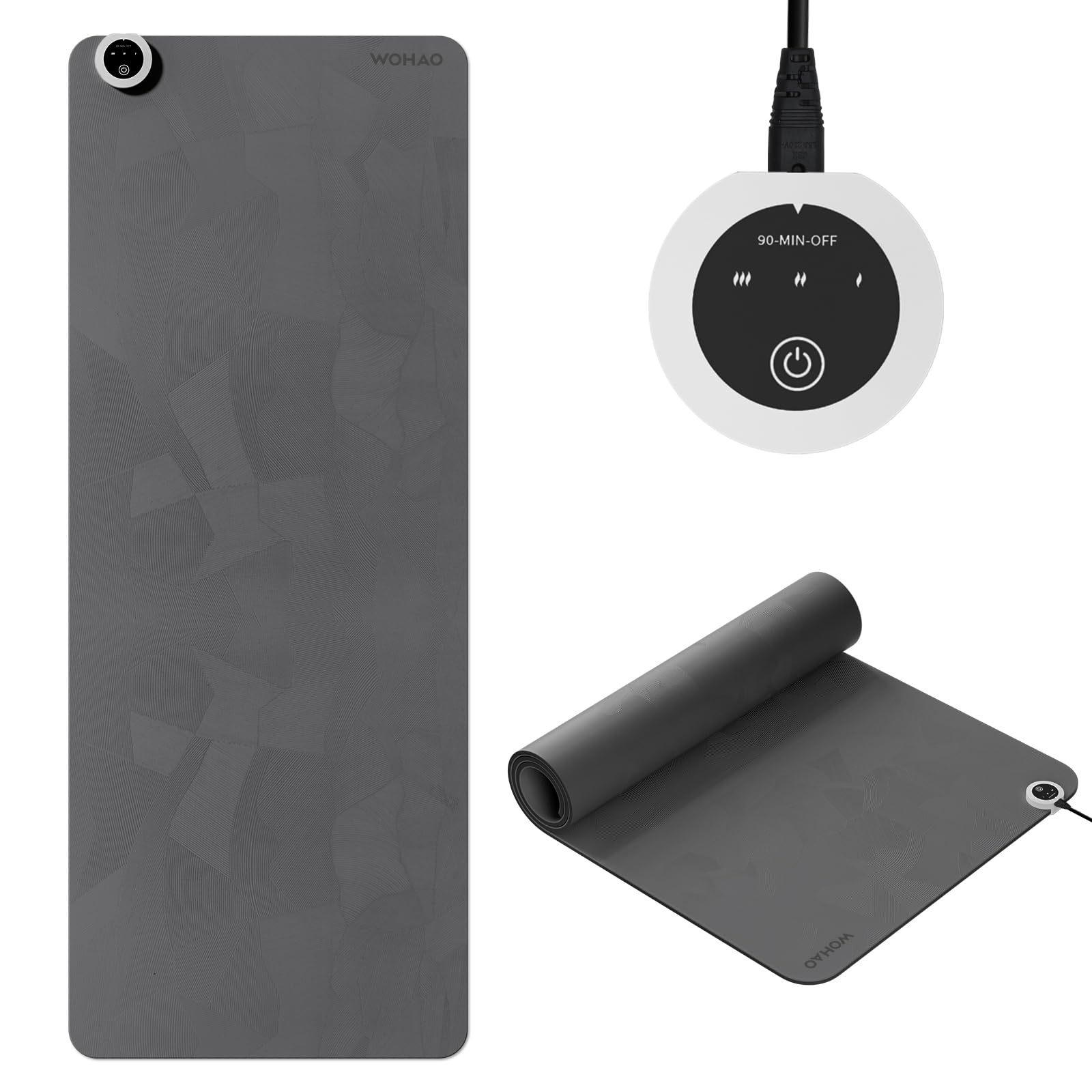 Heating Yoga Mat with Fast Heating System 72x27 Extra Large Non-Slip Mat Dual-Layer TPE PU Material for Hot