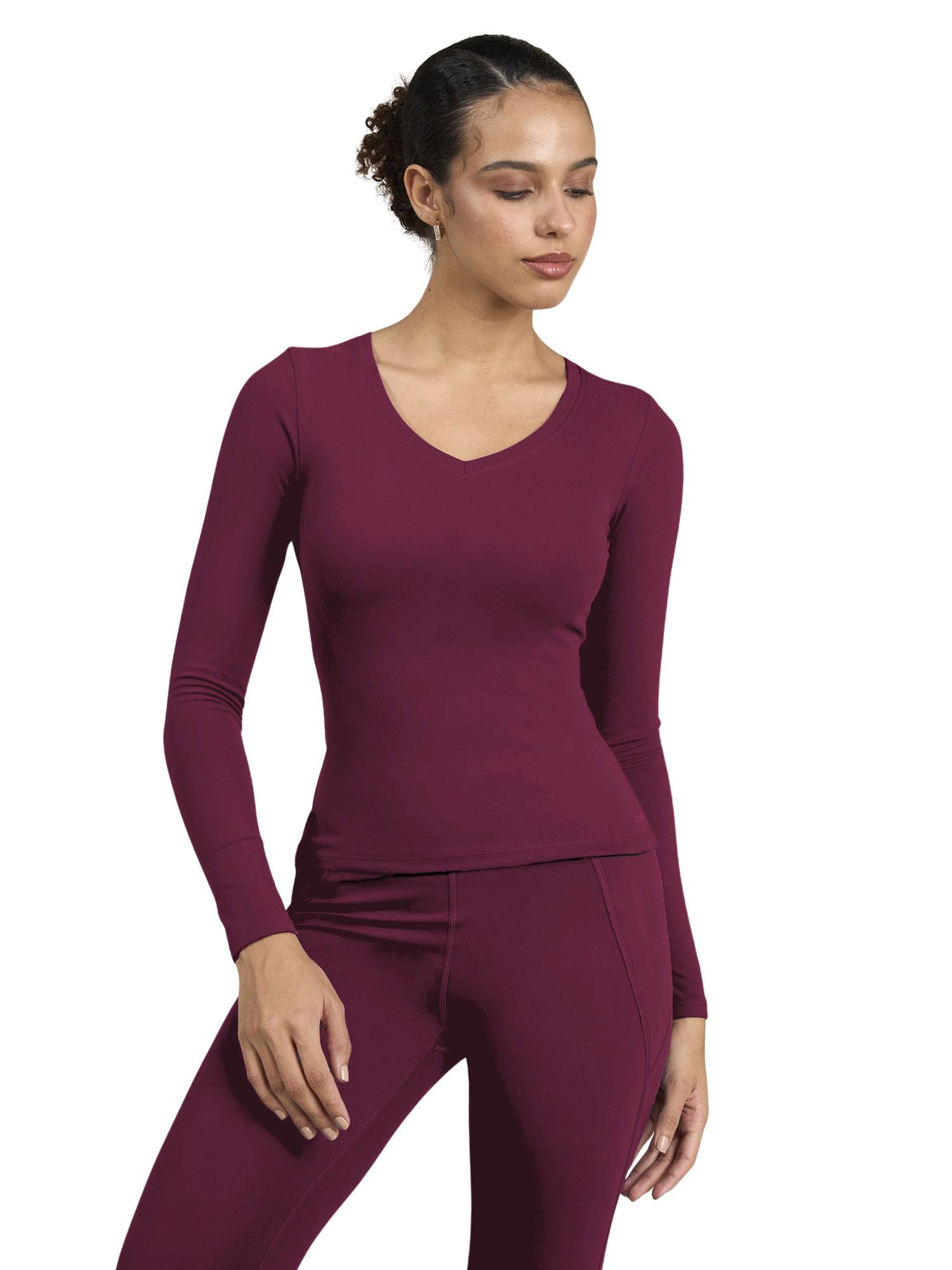 cava Sculpt V Neck Top for Women | Snug Sculpted Fit, Long Sleeves, Flattering V Neckline, Minimal Branding, Everyday Activewear Tee-picture-19
