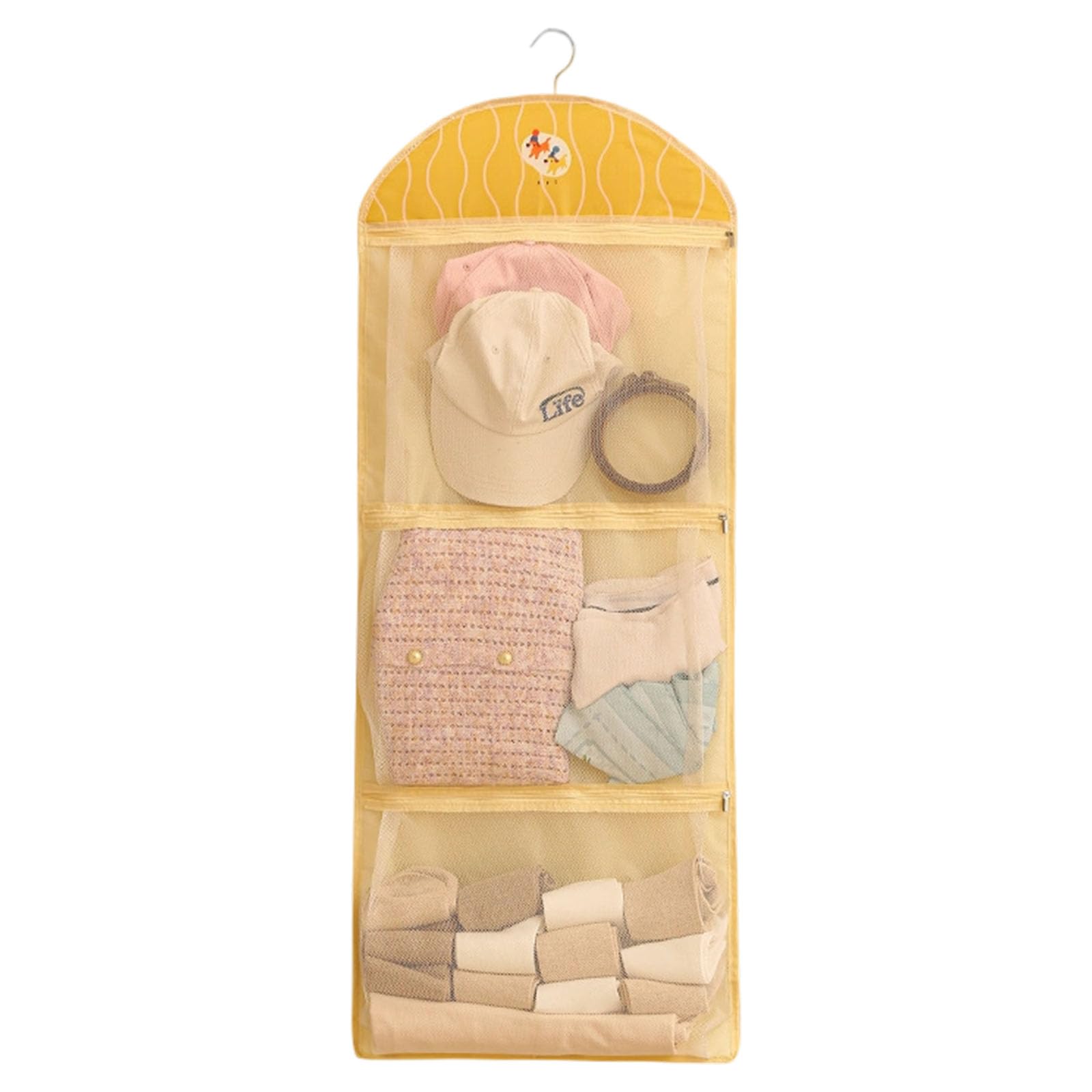 Space Saving Hanging Garment Organizers with Clear Meshes Pockets and Ventilation Holes for Undergarment Storage Breathable Meshes Storage Bag