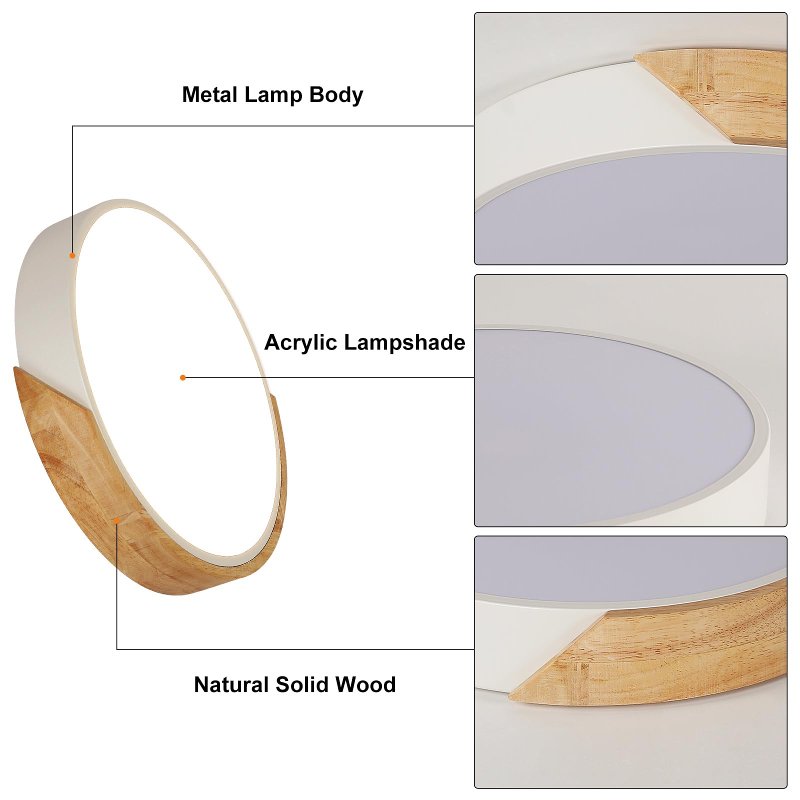 Comely 30 W Plafoniera LED Legno, Moderni Ultra magro Rotondo Plafoniere da Soffitto, Ø30 CM Lampada da Soffitto Legno Bianco Caldo 3000 K per Soggiorno Camera da Letto Corridoio Balcone Ufficio