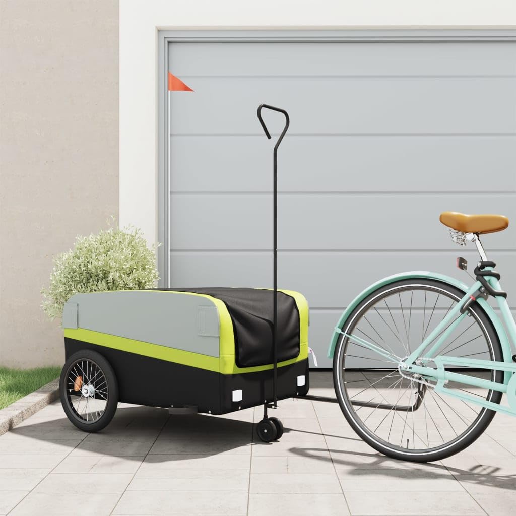 ShGaxin Remorque pour vélo en fer noir et vert 45 kg, remorque vélo de charge - 94067