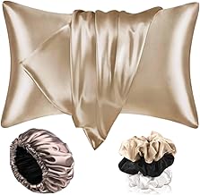 Silk Bonnet for Hair with 3 Satin Scrunchies, Satin Bonnet for Curly Hair with 2 Pack Satin Pillow Covers, Adjustable Satin Hair Bonnet, Best Gift Combo Pack