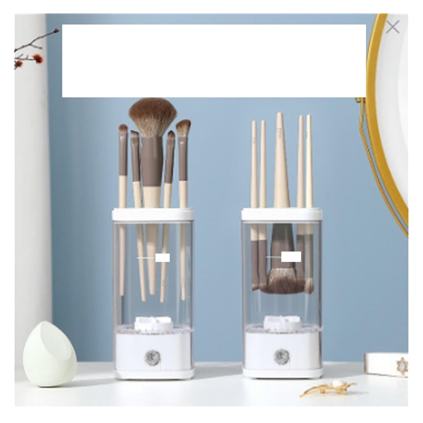 Convient pour nettoyeur automatique de pinceaux de maquillage avec boîte de rangement – pour éponges, houppettes et outils de beauté – Cadeau idéal pour les femmes et les maquilleurs