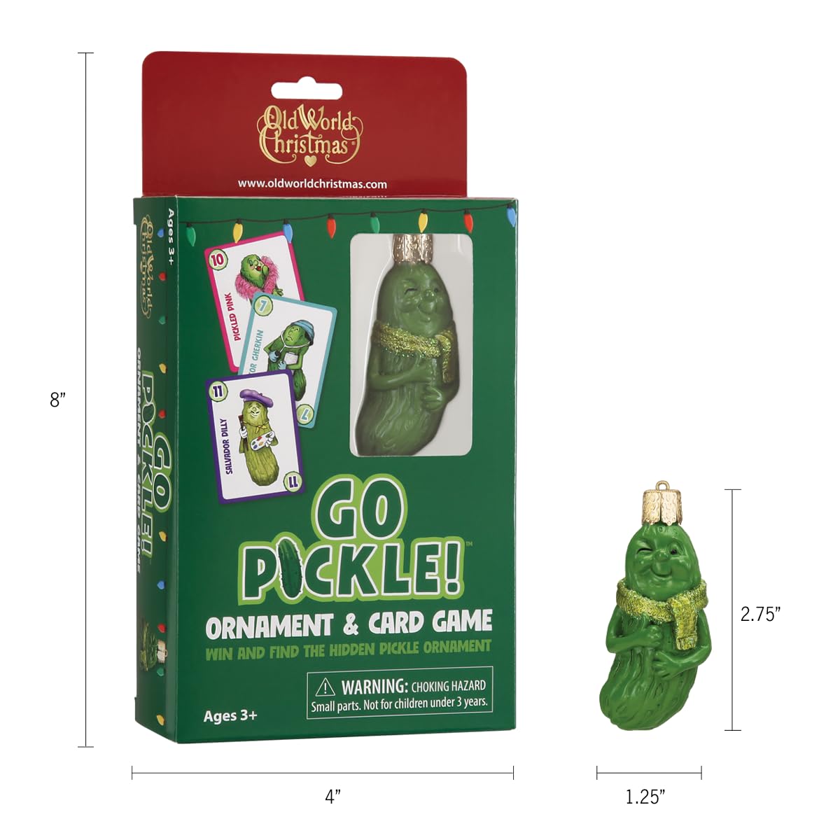 Amazon.com: Old World Christmas Go Pickle Ornament and Card Game