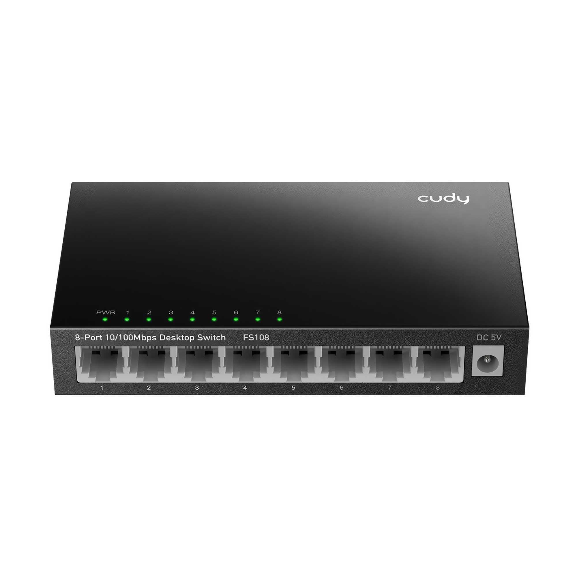 Cudy FS108 8-Port 10/100Mbps Metal Kasa Masaüstü Switch, Tak ve Çalıştır, Duvara Monte Edilebilir Tasarım, Fansız Sessiz Çalışma, Ev ve Ofis için Ethernet Çoklayıcı