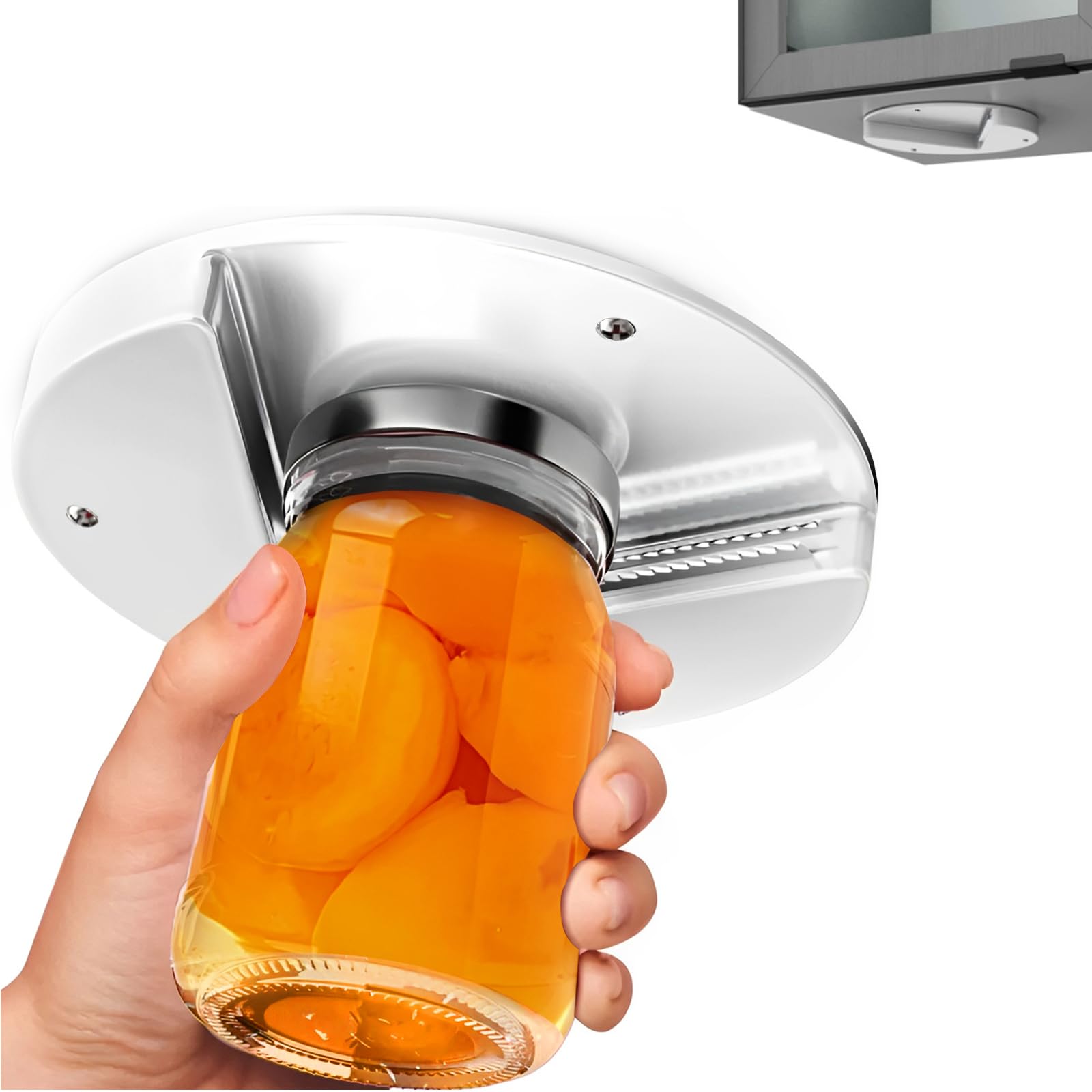 Upgraded Jar Opener, Under Cabinet Jar Opener Tool, Bottle Opener for Seniors, Cap Openers for Arthritis or Weak Hands, One Handed Jar Opener Gadgets, Essential Kitchen Gadgets for Home Assistance