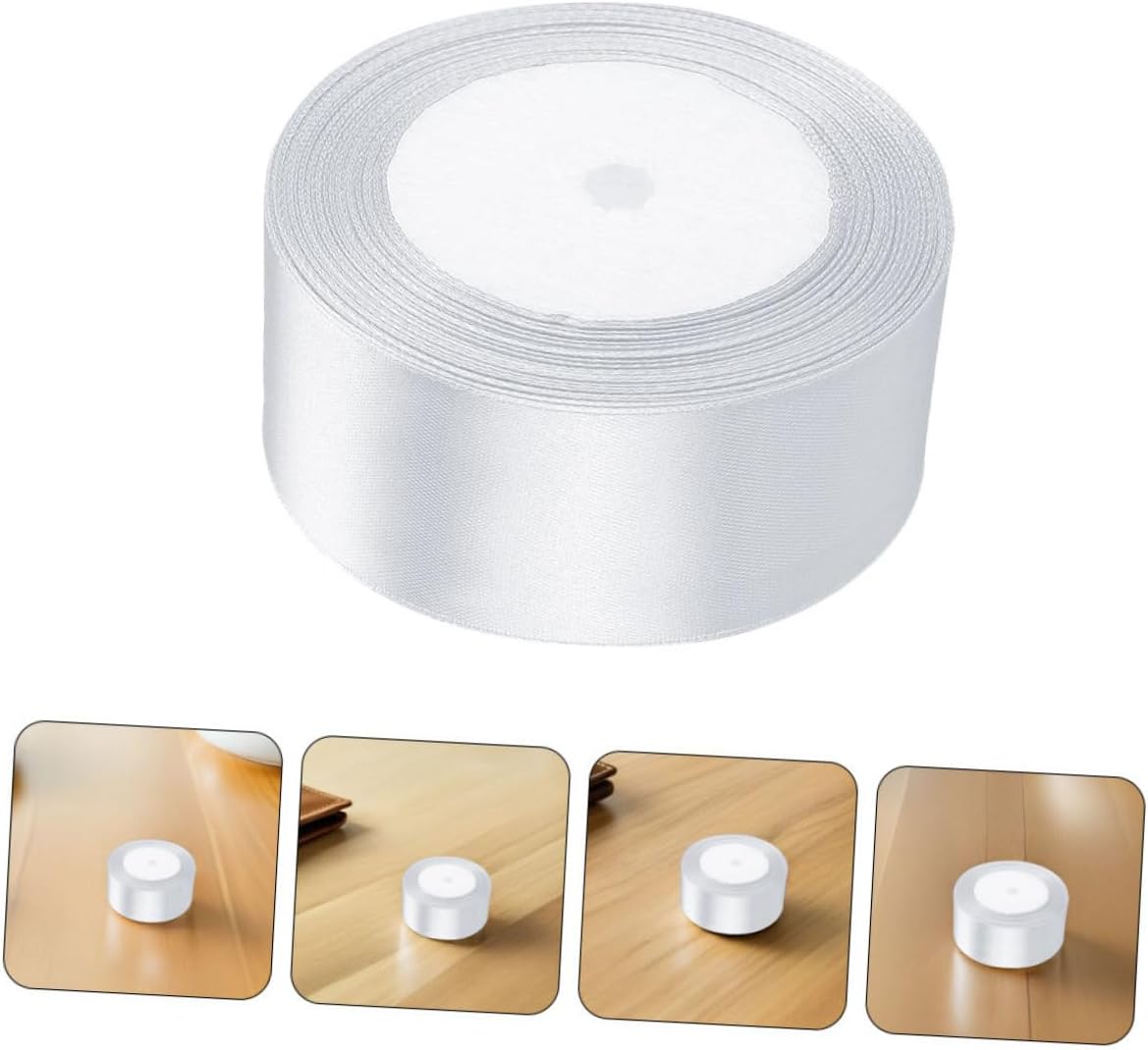5 Rolls White Satin Wrapping Ribbon for Presents Polyester DIY Crafting Decorations Floral Arrangements Invitations and Holiday Party Box Ribbon