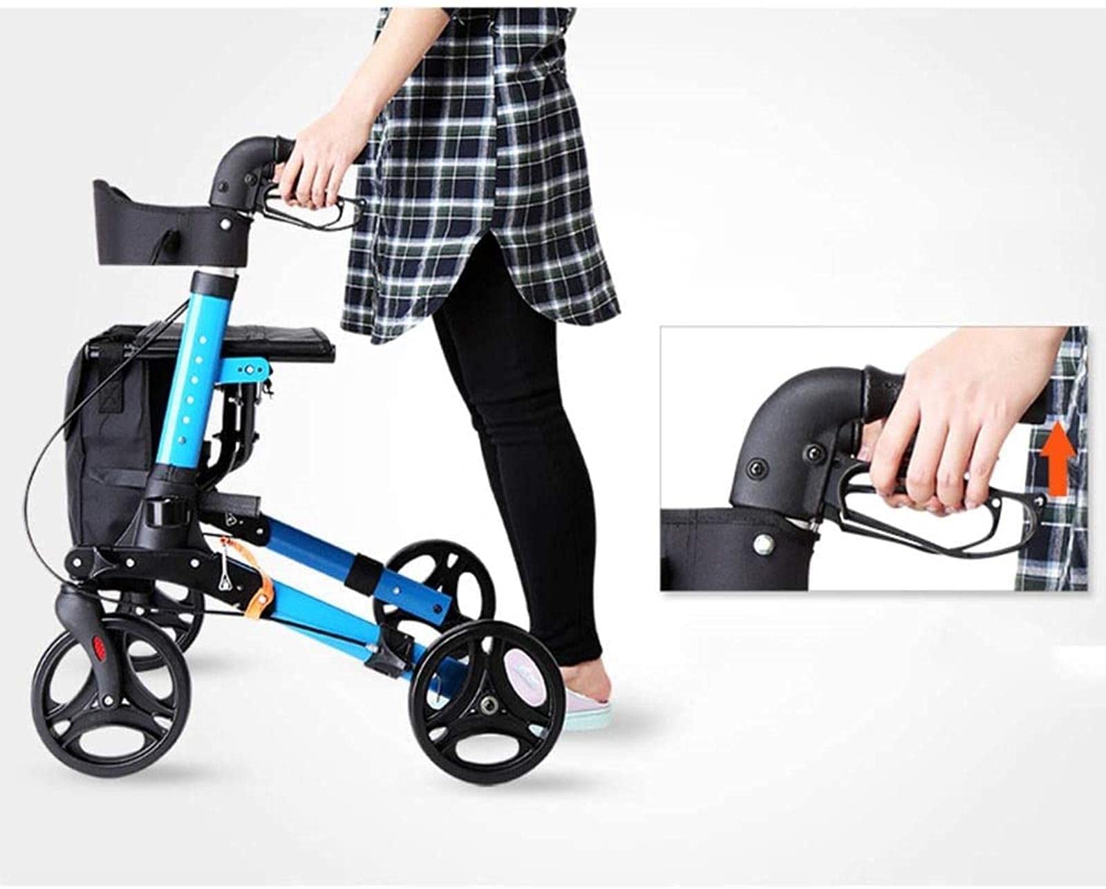 Rollator Walker Walker Standard Walker Rollator Chodzik na kółkach z siedziskiem, chodzik wielofunkcyjny, chodzik dla osób starszych, niepełnosprawnych, pacjentów rannych (niebieski) Tęsknimy za
