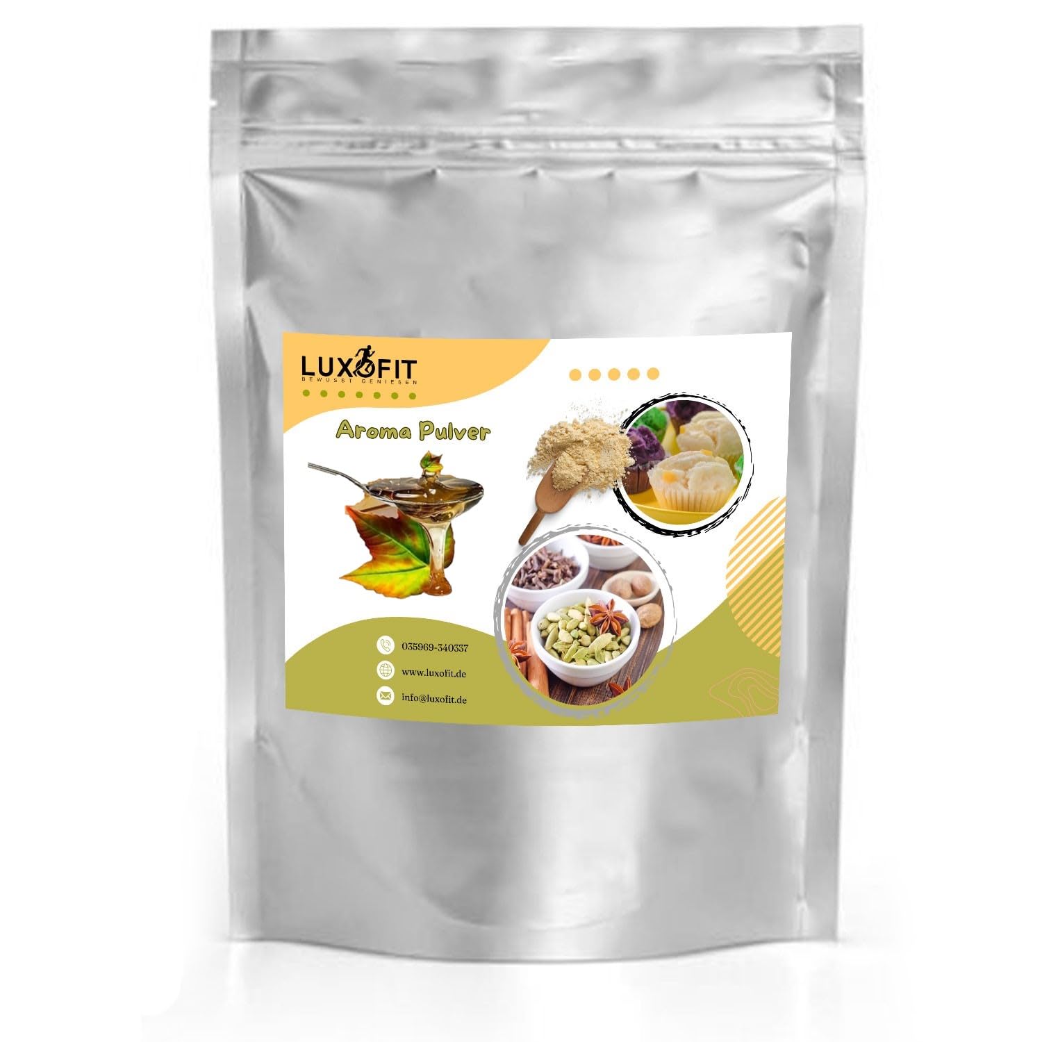 Luxofit Ahornsirup Aroma Pulver, geeignet für Lebensmittel, Geschmacksverfeinerung, Vegan und vegetarisch, Exotische Geschmacksrichtungen, Fruchtige Aromen, Kulinarische Kreativität (1 kg), Braun
