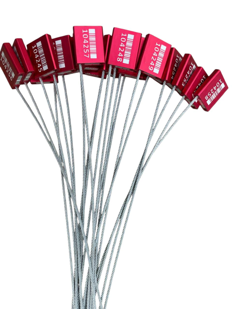 Lot de 100 joints de sécurité en métal de haute sécurité numérotés inviolables en aluminium - Rouge - 40 cm