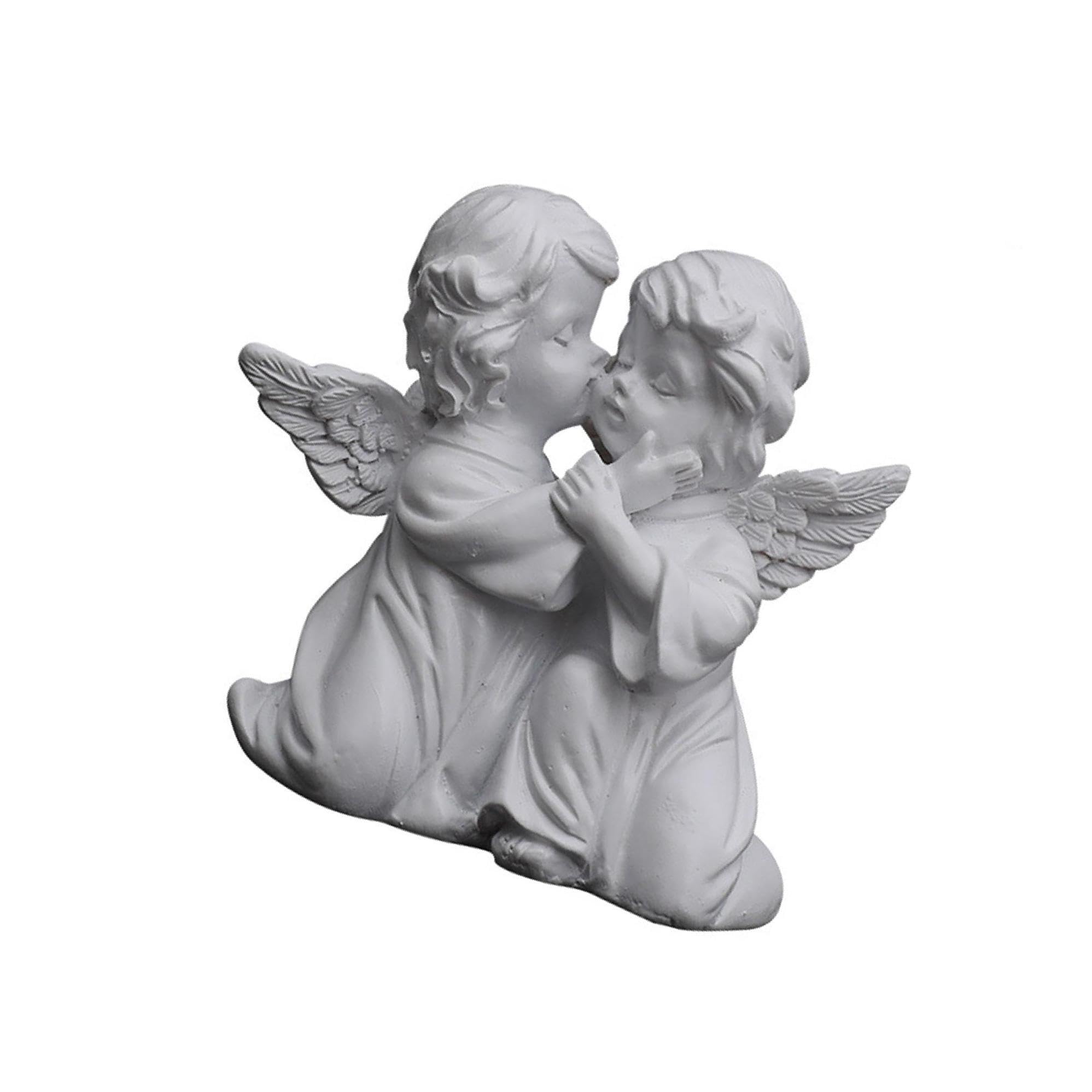 ALCXAZS Elegant Resin Girl Angel Figurine Statue Exquisite Desktop Decoration Fairy Prayer, Kiss Right