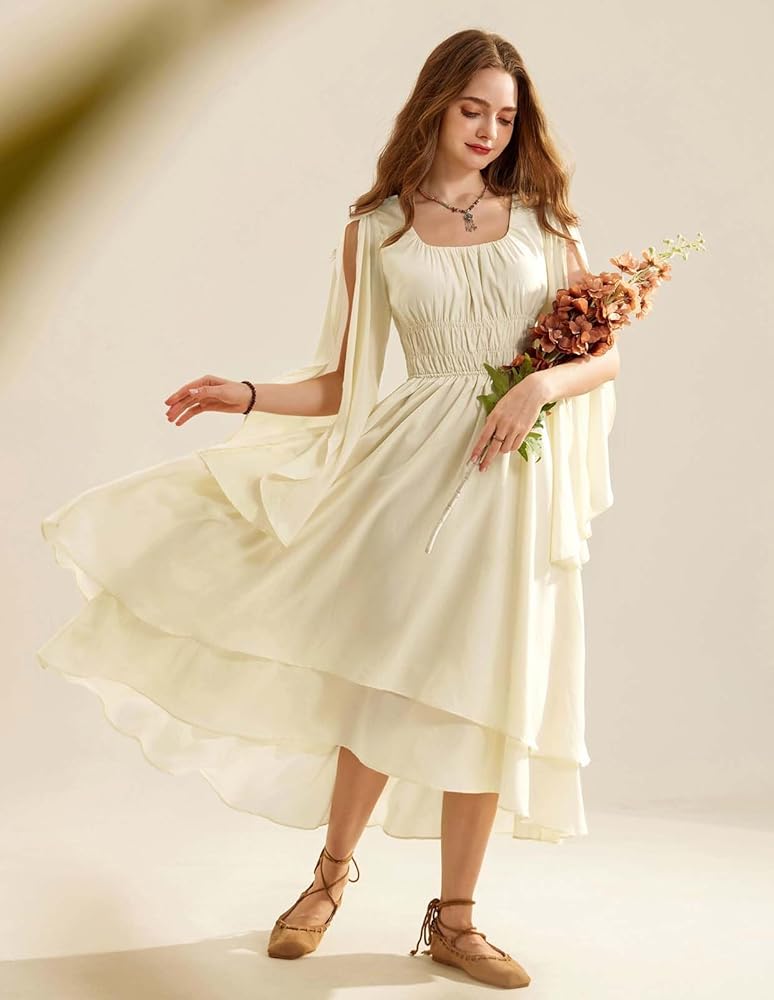 Amazon.com: Women Renaissance Costume Split Bell Sleeve