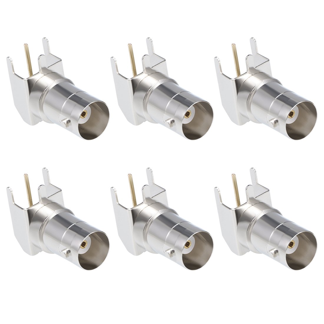 uxcell 6PCS Welding BNC Female Right Angle Adapter Socket PCB Panel Mount Coaxial RF Connector